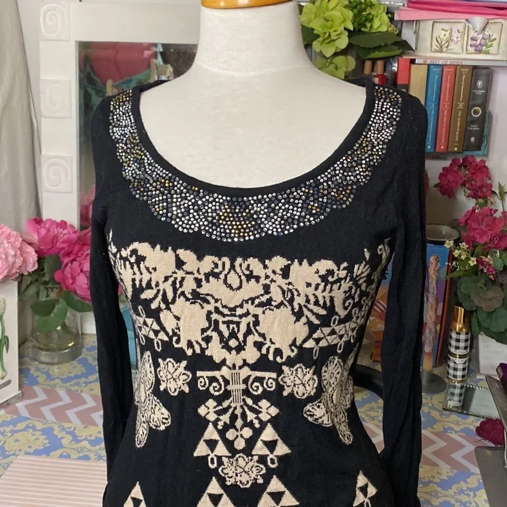 🌷 Tricotto🌷 Geometric Knit Sweater Dress - Picture 3 of 7